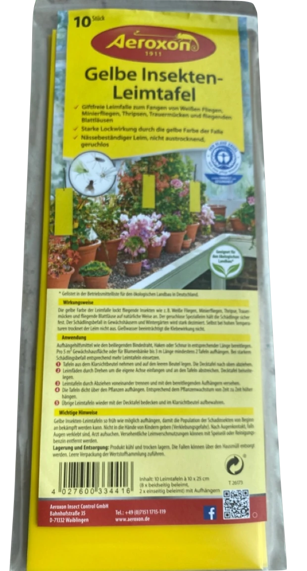 Leimfolie Gelb 10x25 cm Vorderseite Leimfolie Gelb 10x25 cm Vorderseite