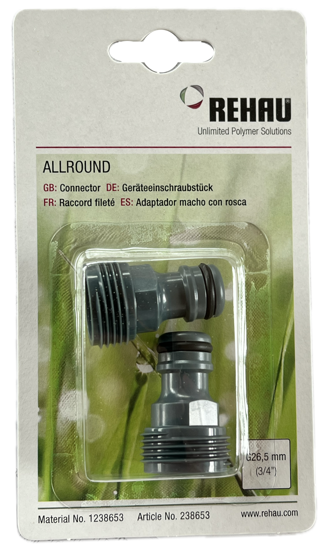 Gerätestück Rehau 3/4 Zoll Außengewinde Verpackung