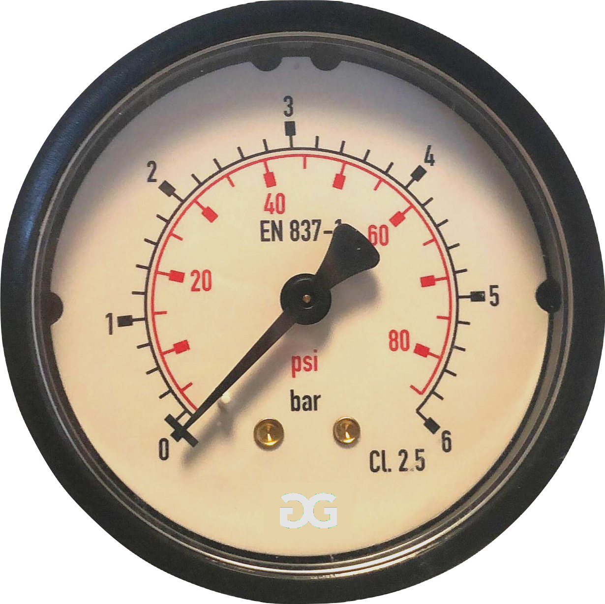 Manometer 0-6 bar 63mm Ventil Rückseite