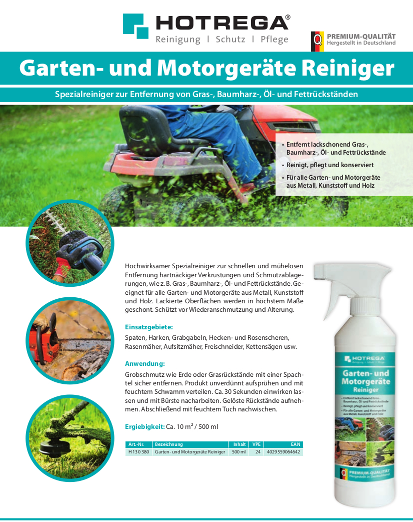 rwendet in Garten- und Motorgeräte Reiniger Hotrega 