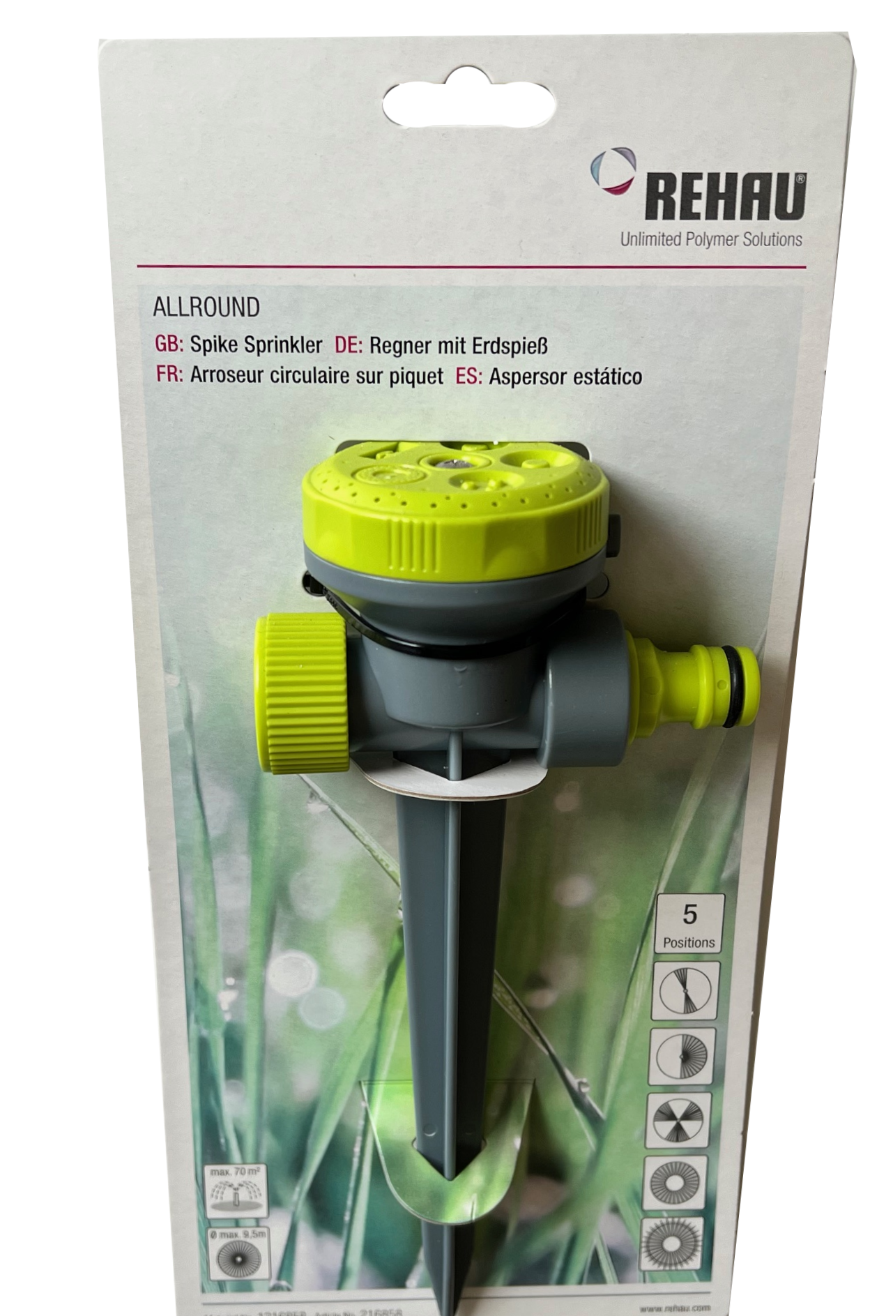 Rehau Regner mit Erdspieß Rehau Regner mit Erdspieß Verpackung
