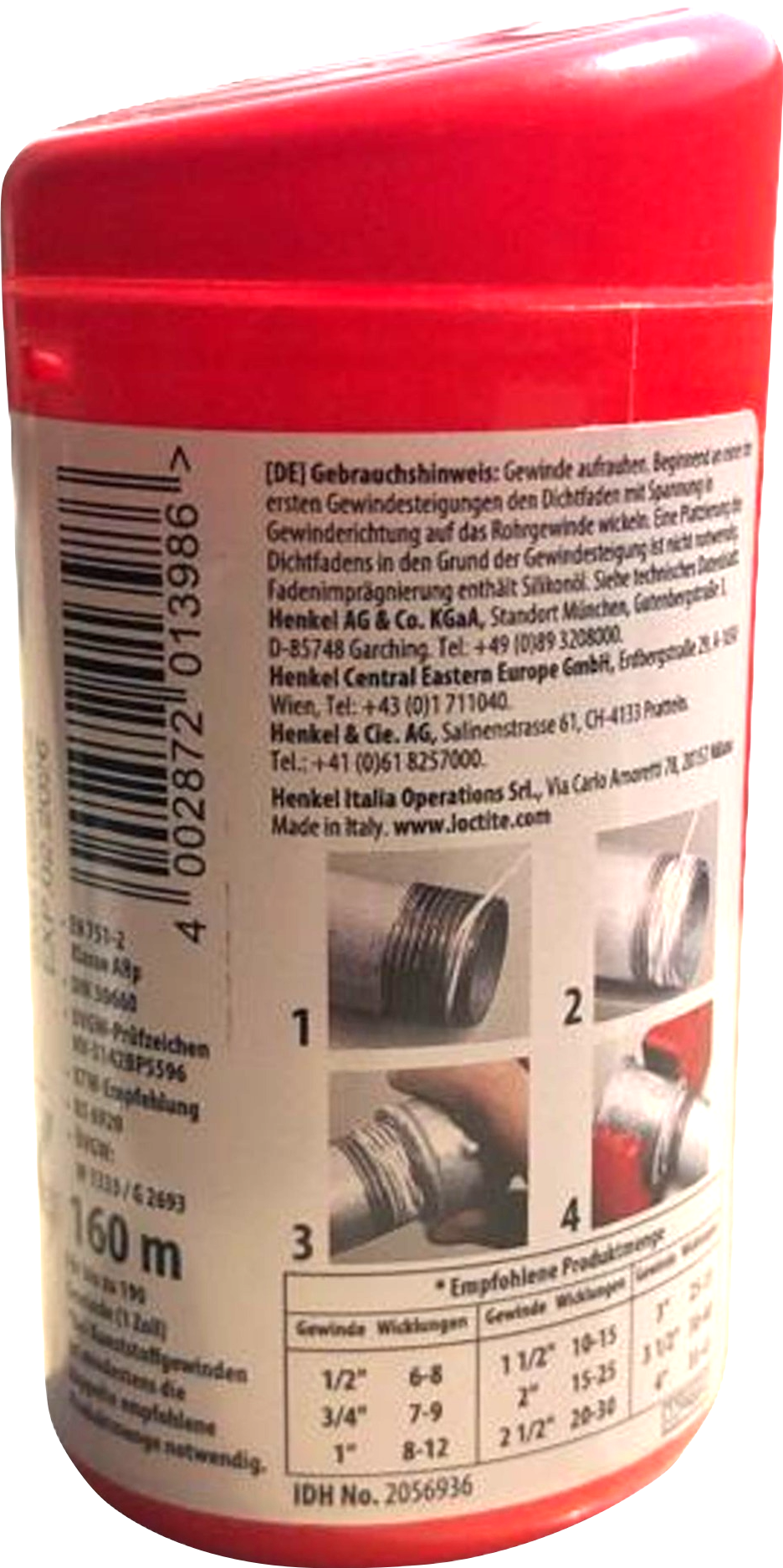 Gewindedichtfaden LOCTITE® 55 Rueckansicht Gewindedichtfaden LOCTITE® 55 Rueckansicht