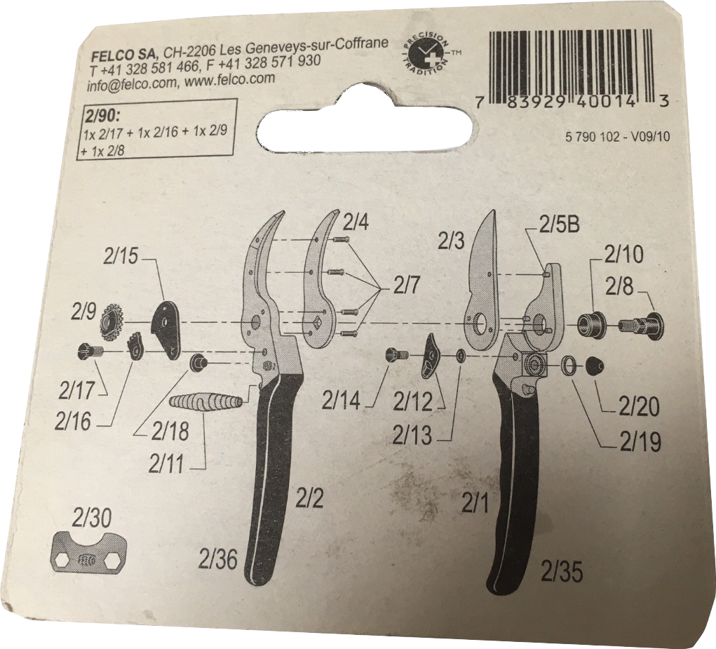 Felco Reparatur Set Typ2/90 Rückseite