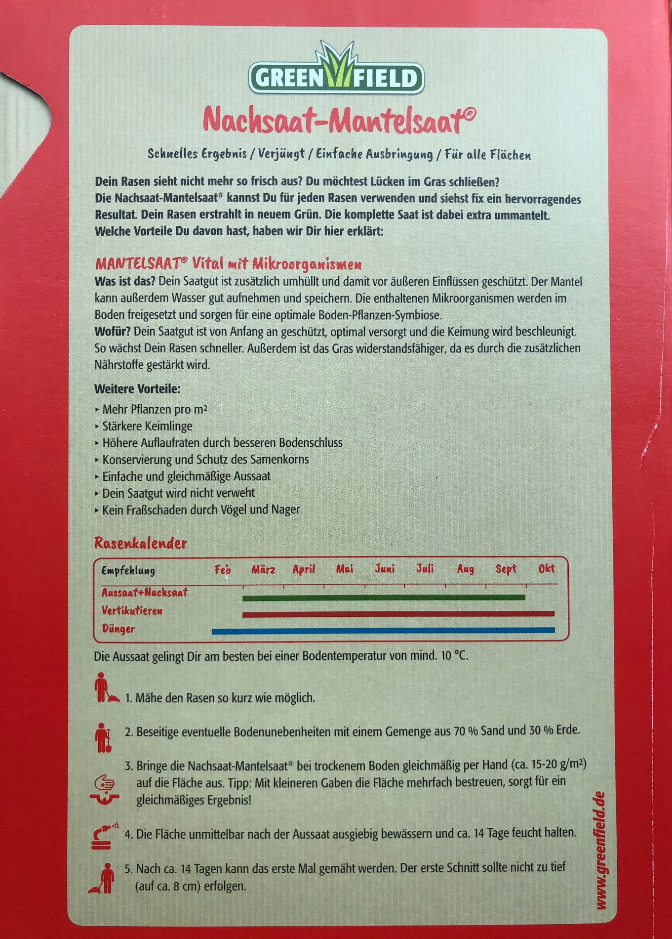 Nachsaat Reparaturmischung Rückseite