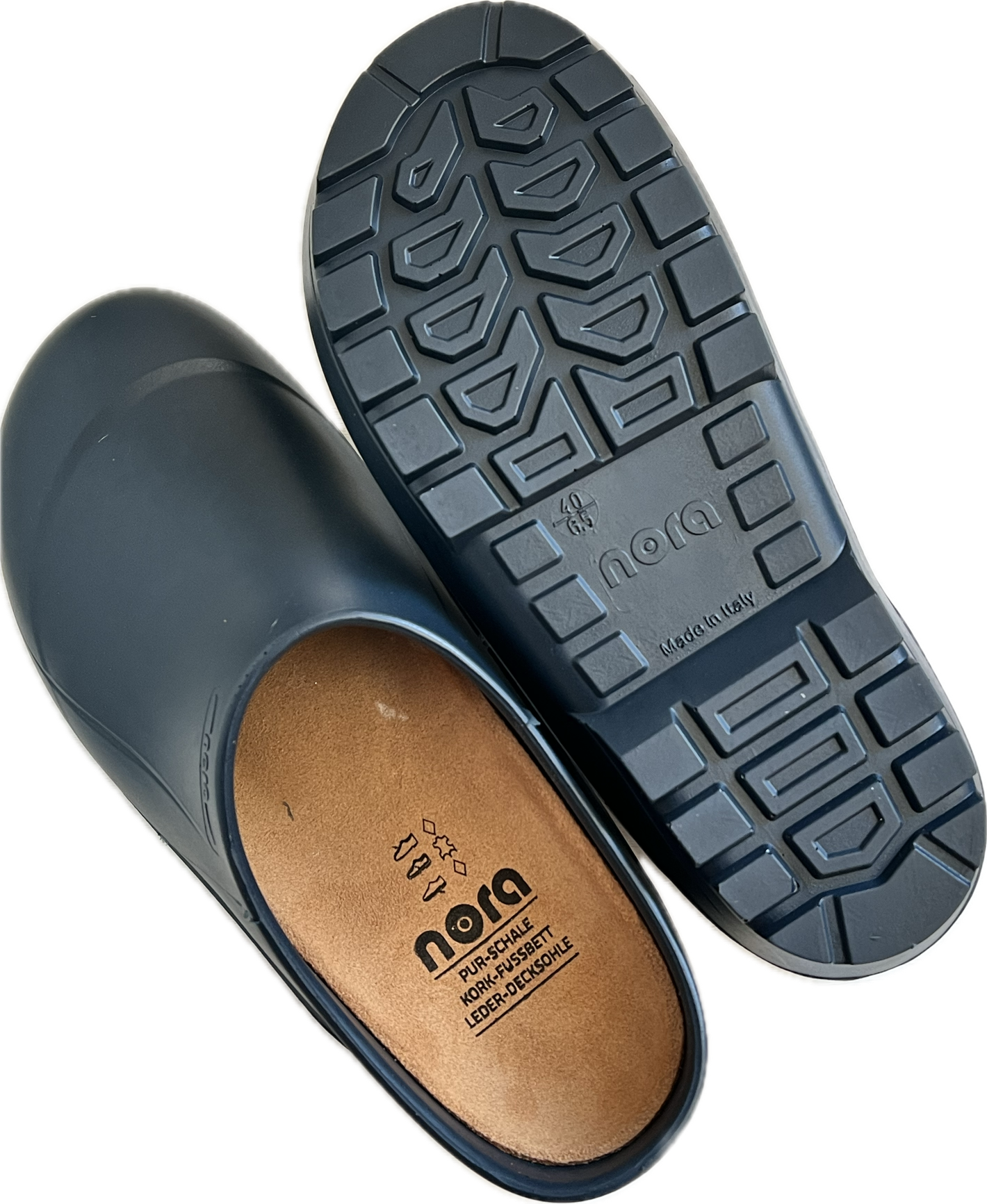 Nora Comfy Clog blau von ober und Sohle