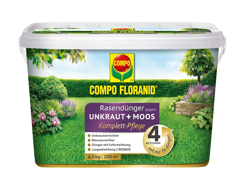 COMPO FLORANID Rasendünger gegen Unkraut+Moos 6 kg