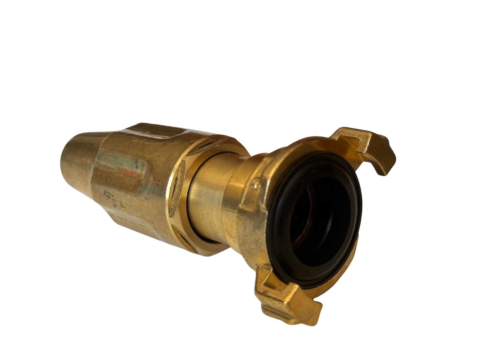 Massiver Messingfitting zur stufenlosen Strahlregulierung im Gartenbau