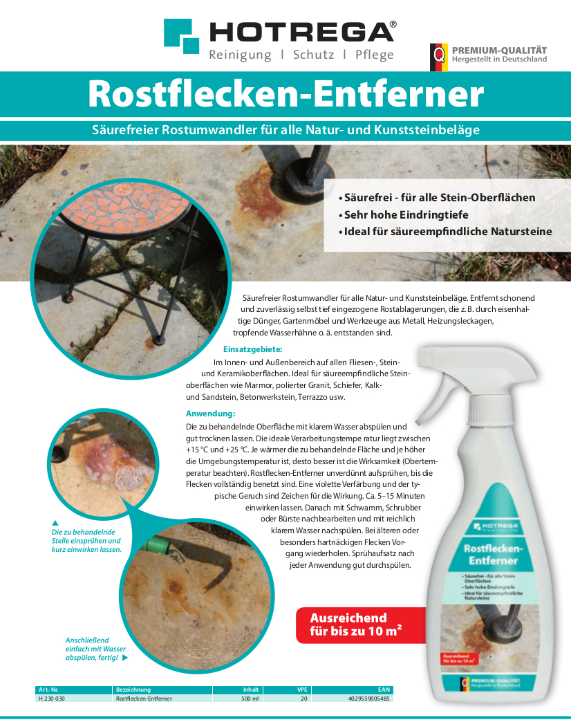 Rostfleckenentferner Hotrega Anleitung