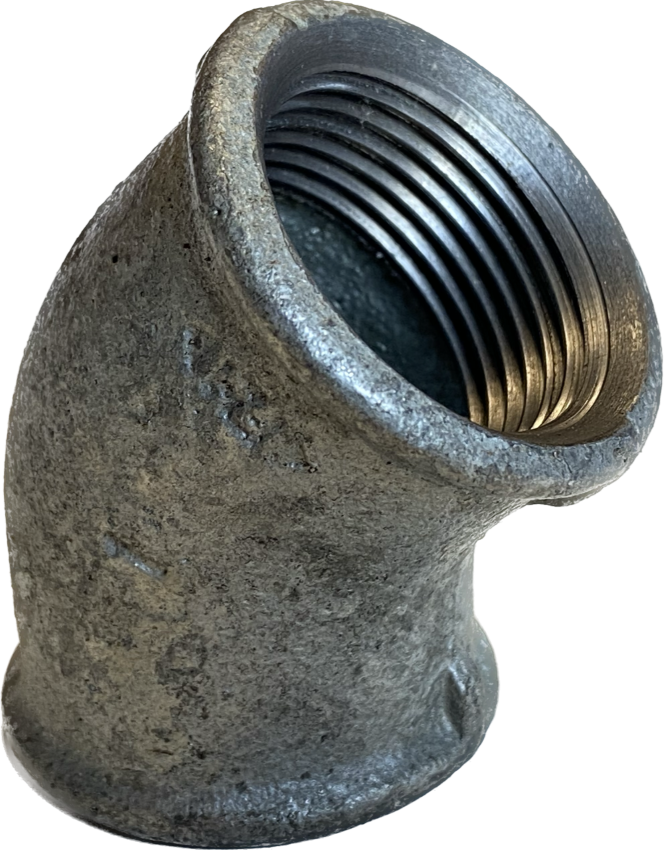 Amvil 8700128401 Temperguss-Rohrverschraubung, 45 Grad Straßenwinkel, 6